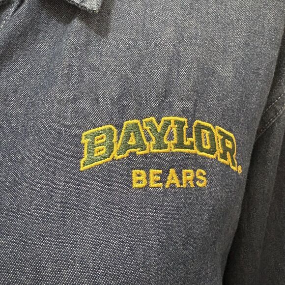 Vintage Port & Company Baylor Bears Denim Shirt Button Down Collegiate Size XL - Picture 3 of 5